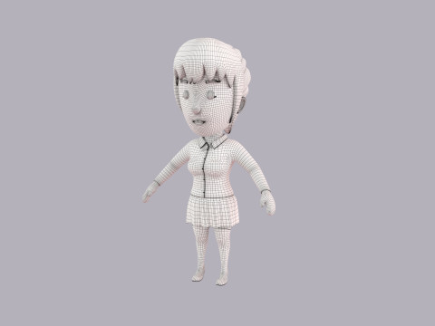Cartoon Female Character Rigged 120 3D Model