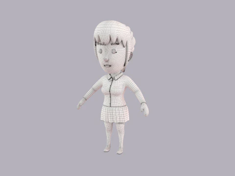 Cartoon Female Character Rigged 120 3D Model