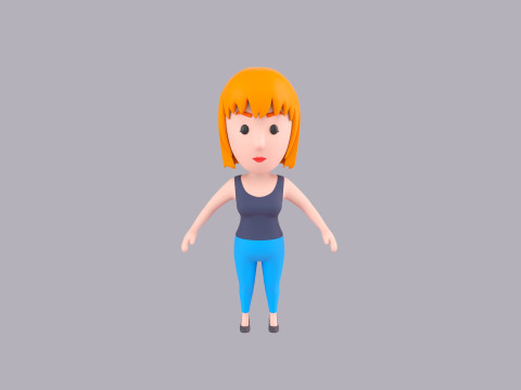 Cartoon Female Character Rigged 121 3D Model