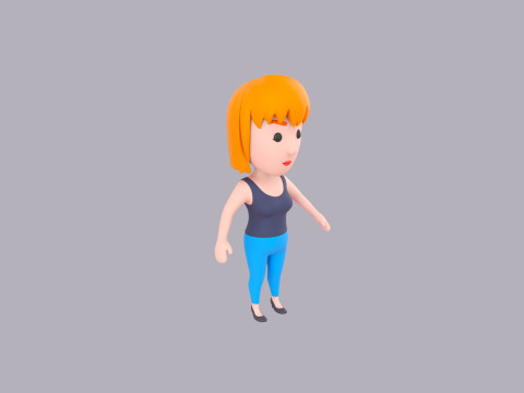 Cartoon Female Character Rigged 121 3D Model