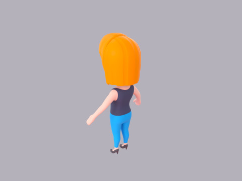 Cartoon Female Character Rigged 121 3D Model