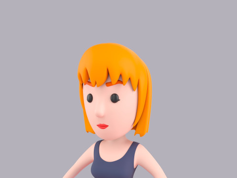 Cartoon Female Character Rigged 121 3D Model