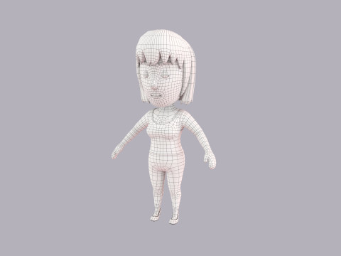 Cartoon Female Character Rigged 121 3D Model