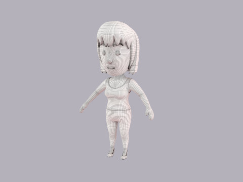 Cartoon Female Character Rigged 121 3D Model