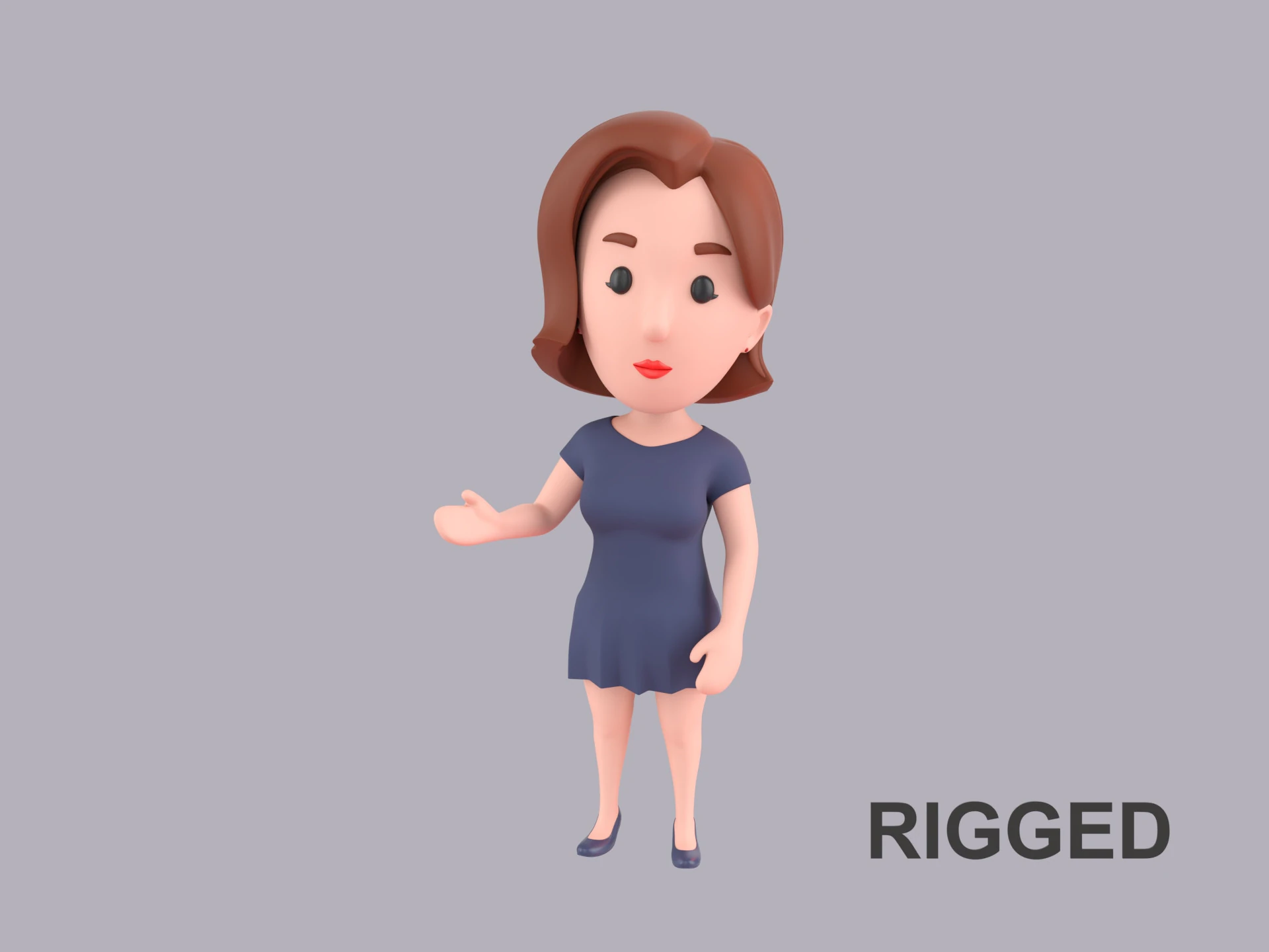 Cartoon Female Character Rigged 122 3D Model .c4d .max .obj .3ds .fbx .stl .blend 