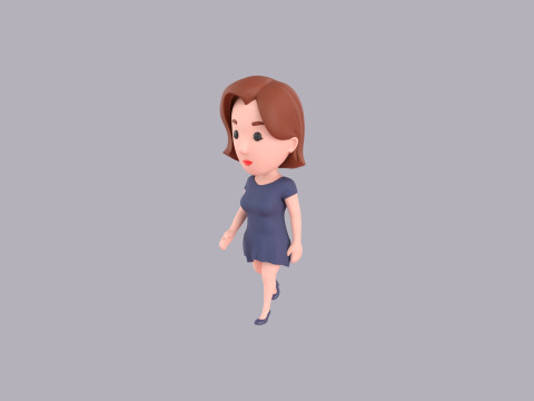 Cartoon Female Character Rigged 122 3D Модель