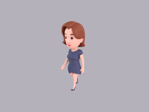 Cartoon Female Character Rigged 122 3D Model
