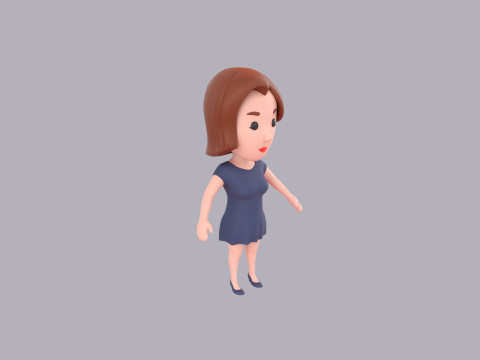 Cartoon Female Character Rigged 122 3D Модель