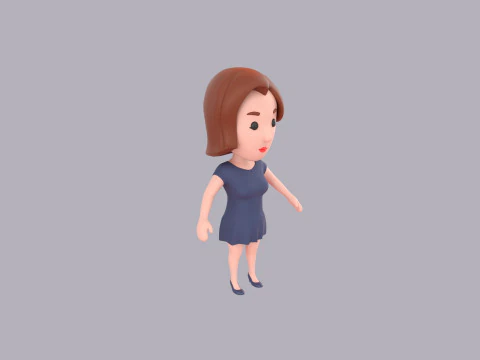 Cartoon Female Character Rigged 122 3D Model