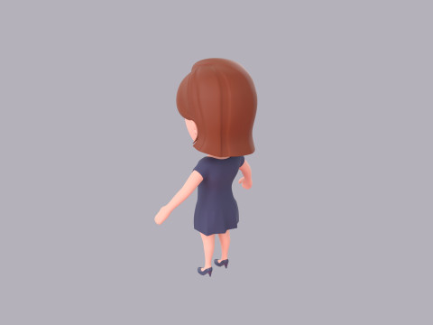 Cartoon Female Character Rigged 122 3D Модель