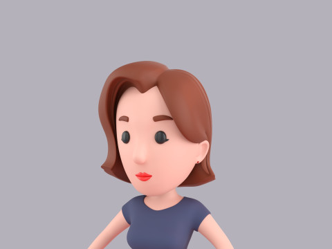 Cartoon Female Character Rigged 122 3D Модель
