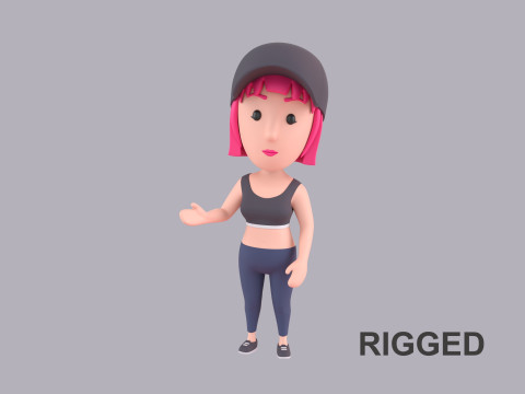 Cartoon Female Character Rigged 123 3D 모델