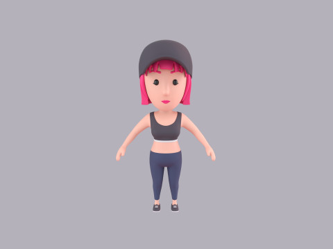 Cartoon Female Character Rigged 123 Modèle 3D