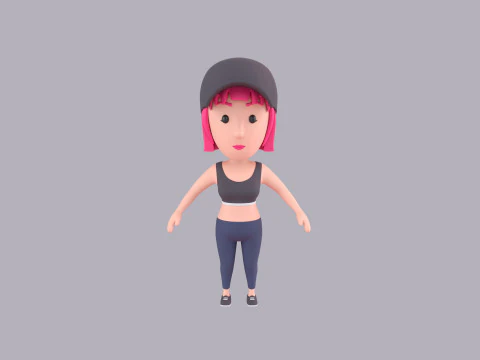 Cartoon Female Character Rigged 123 3D Model