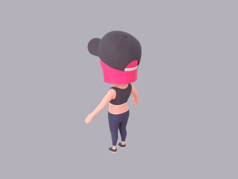 Cartoon Female Character Rigged 123 3D Model
