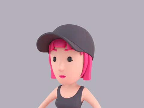 Cartoon Female Character Rigged 123 3D Model