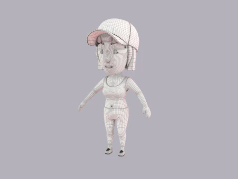 Cartoon Female Character Rigged 123 3D Model