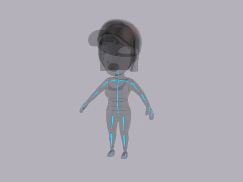 Cartoon Female Character Rigged 123 3D Model