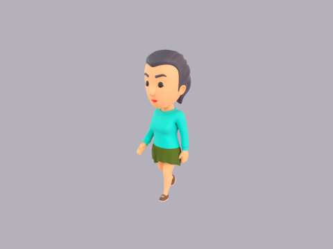 Cartoon Female Character Rigged 124 3Dモデル
