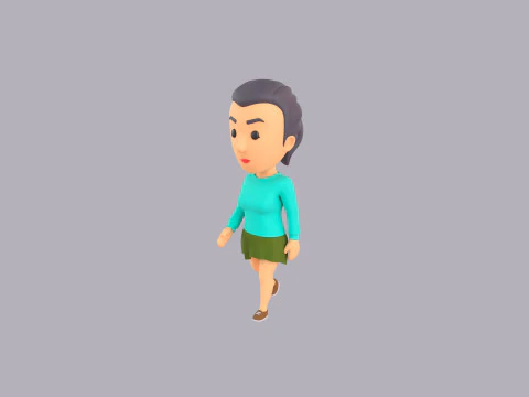 Cartoon Female Character Rigged 124 3D Model