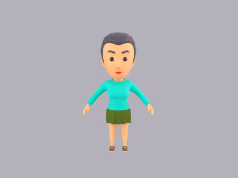 Cartoon Female Character Rigged 124 3Dモデル