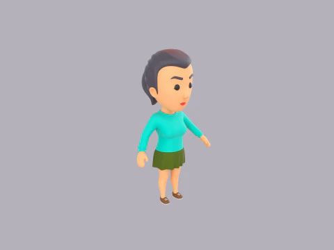 Cartoon Female Character Rigged 124 3D Model