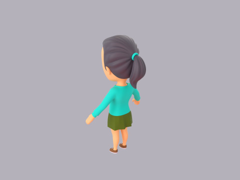 Cartoon Female Character Rigged 124 3Dモデル