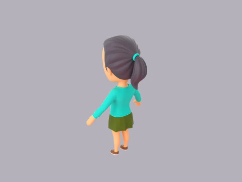 Cartoon Female Character Rigged 124 3D Model