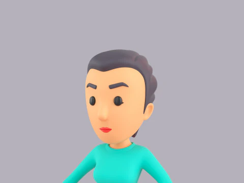 Cartoon Female Character Rigged 124 3D Model