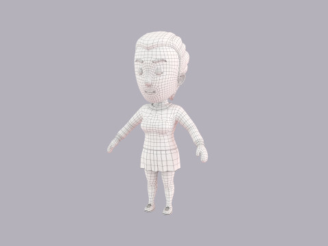 Cartoon Female Character Rigged 124 3Dモデル