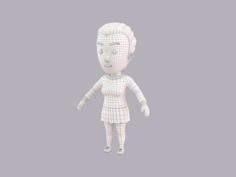 Cartoon Female Character Rigged 124 3D Model
