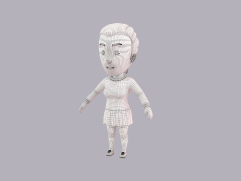 Cartoon Female Character Rigged 124 3Dモデル