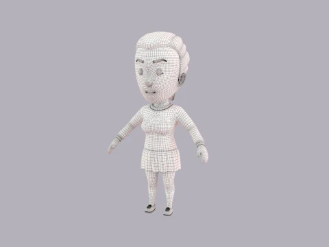 Cartoon Female Character Rigged 124 3D Model