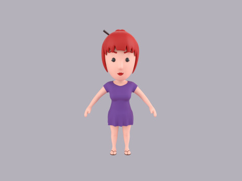 Cartoon Female Character Rigged 125 Modello 3D