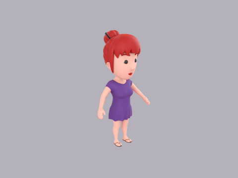 Cartoon Female Character Rigged 125 Modello 3D