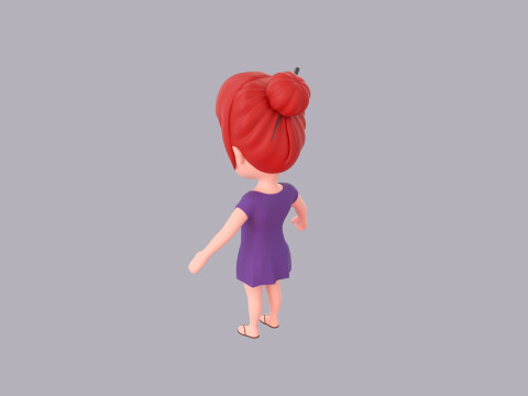 Cartoon Female Character Rigged 125 Modello 3D