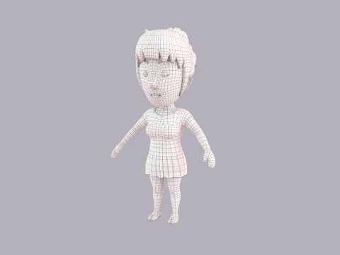 Жіночий персонаж мультфільму Rigged 125 3D Модель