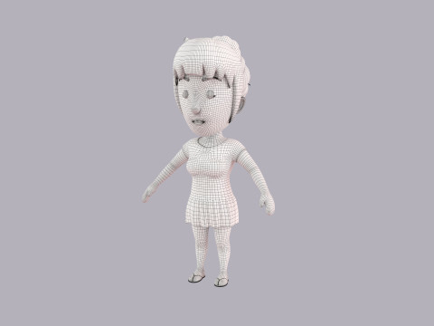 Cartoon Female Character Rigged 125 Modello 3D