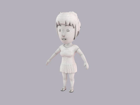 Жіночий персонаж мультфільму Rigged 125 3D Модель