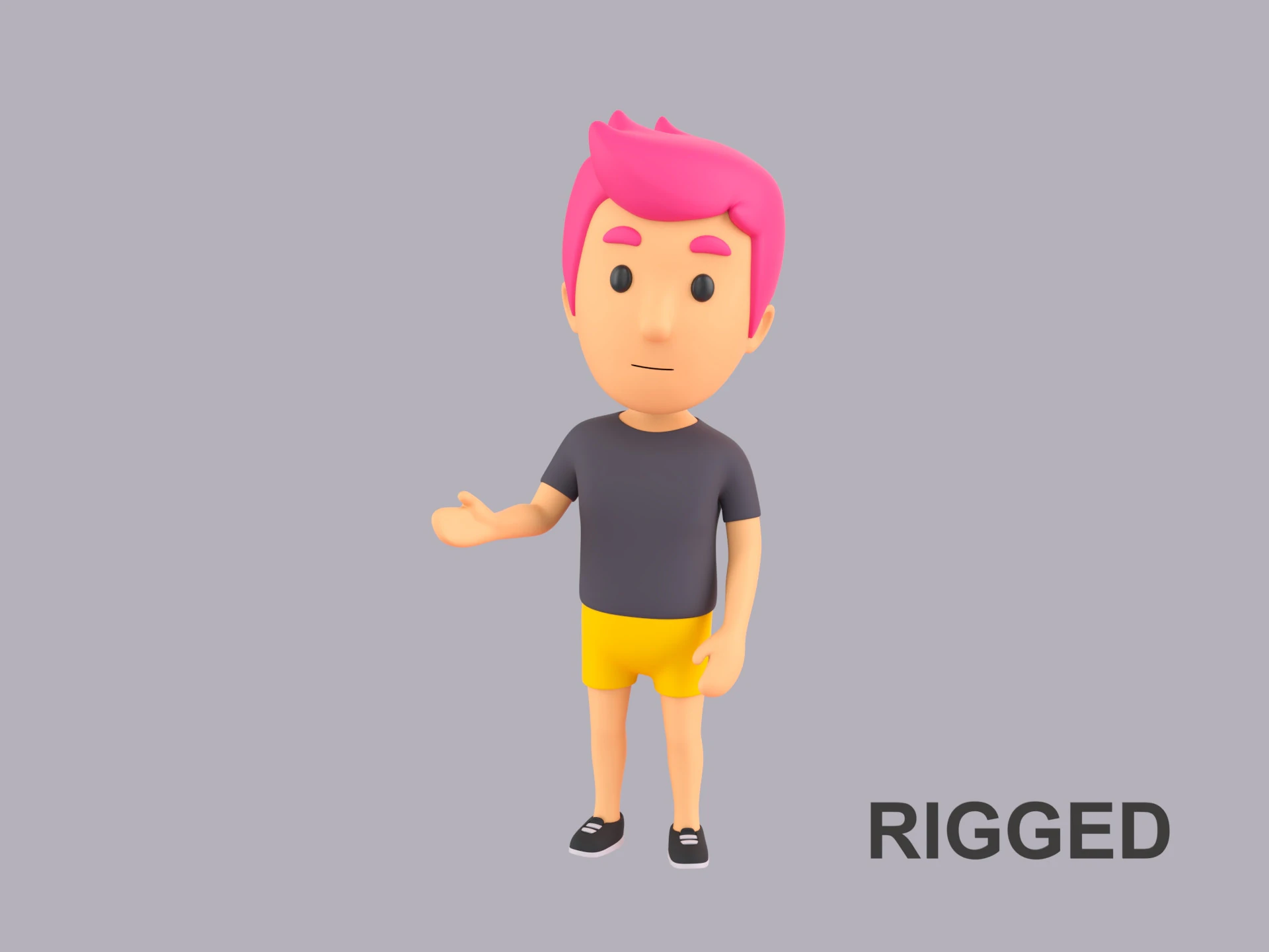 Cartoon Male Character Rigged 076 3D Model .c4d .max .obj .3ds .fbx .stl .blend