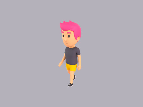 Cartoon Male Character Rigged 076 Model 3D