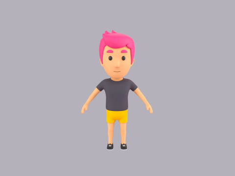 Cartoon Male Character Rigged 076 Model 3D