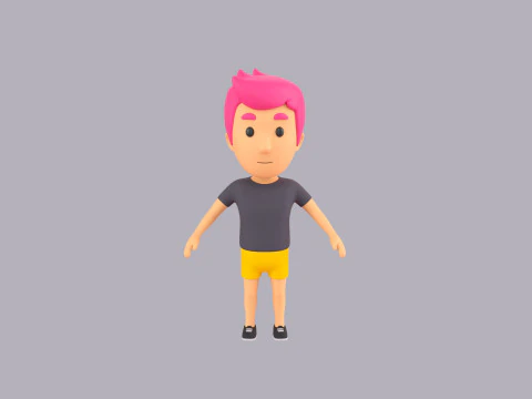 Cartoon Male Character Rigged 076 3D Model