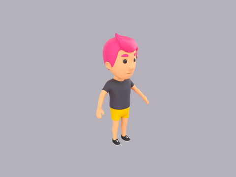 Cartoon Male Character Rigged 076 Model 3D