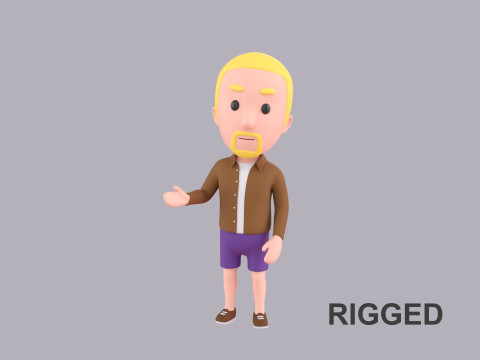 Cartoon Male Character Rigged 078 3D Model