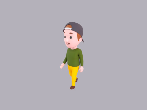 Cartoon Male Character Rigged 079 3D Модель