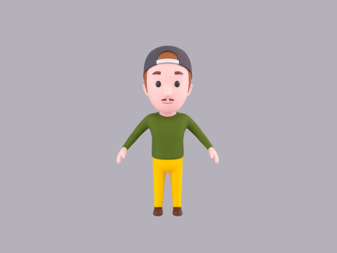 Cartoon Male Character Rigged 079 3D Модель