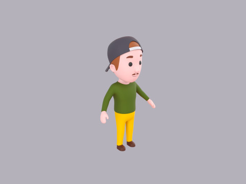 Cartoon Male Character Rigged 079 3D Модель