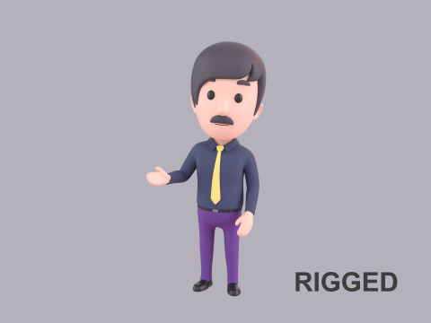 Cartoon Male Character Rigged 080 Model 3D