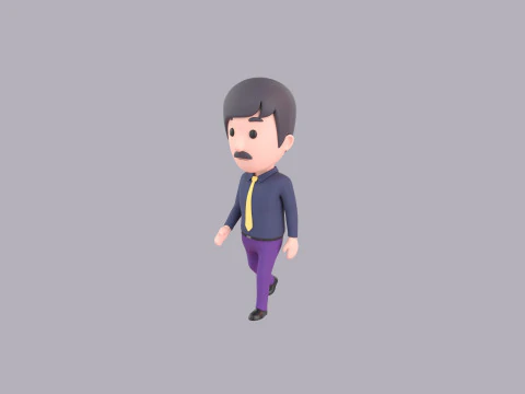 Cartoon Male Character Rigged 080 3D Model